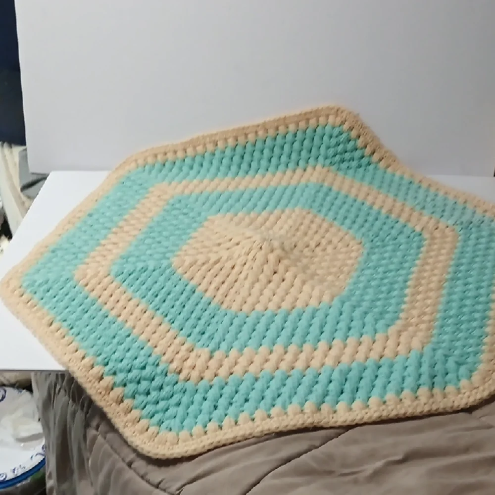 Handmade Crochet Hexagon Blanket Table Topper